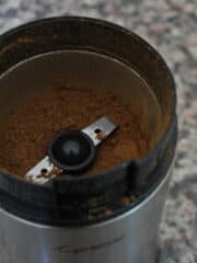Ground garam masala in a spice blender