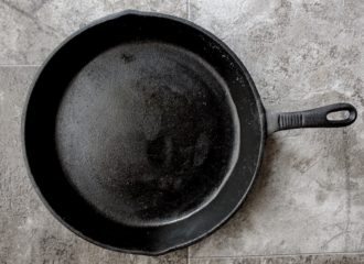 Cast Iron Skillet on gray background
