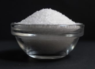 Sea salt in clear bowl