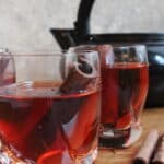 Two glasses of Armenian Cinnamon Tea with Cinnamon sticks