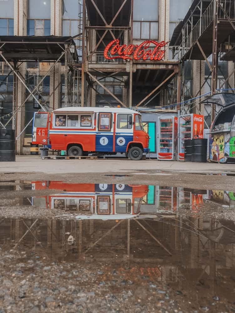 An Urban view of a food truck in Minsk, Belarus. 