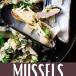 Homemade Mussels Cooked in Wine Pinterest Image bottom design banner
