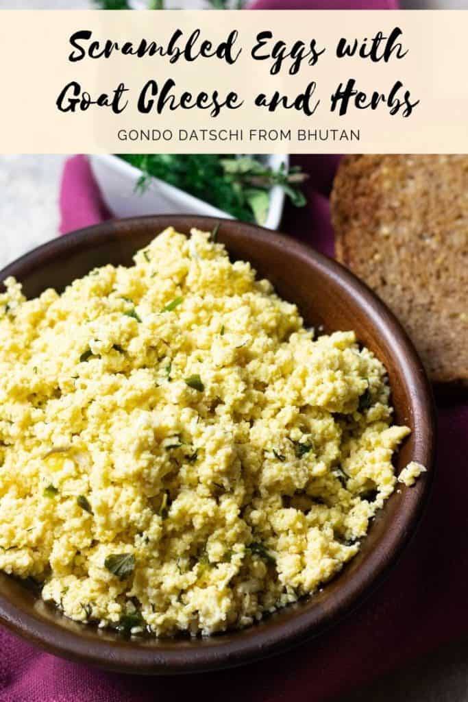 Pinterest Graphic Scrambled Cheese with Goat Cheese and Herbs