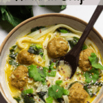 Thai Inspired Meatball Soup Pinterest Image Top Clear banner
