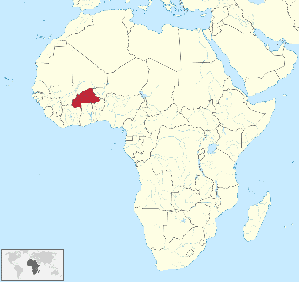 Burkina Faso on map of Africa
