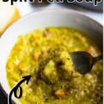 Fall Recipe Split Pea Soup Pinterest Image top outlined title