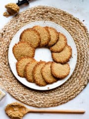 Benne wafers in a circle on a plate