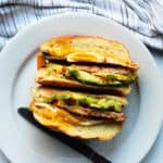 horizontal peameal bacon breakfast sandwich