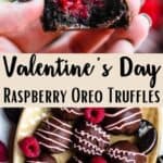Valentine's Day Raspberry Oreo Truffles Pinterest Image middle design banner