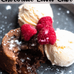 Valentine's Day Chocolate Lava Cake Pinterest Image Top Striped Banner