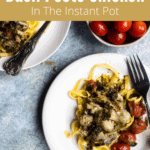 Basil Pesto Chicken In The Instant Pot Pinterest Image Top Green banner