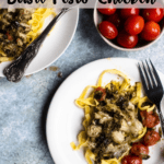 Basil Pesto Chicken In The Instant Pot Pinterest Image Top Clear banner