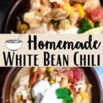 Homemade White Bean Chili Pinterest Image middle design banner