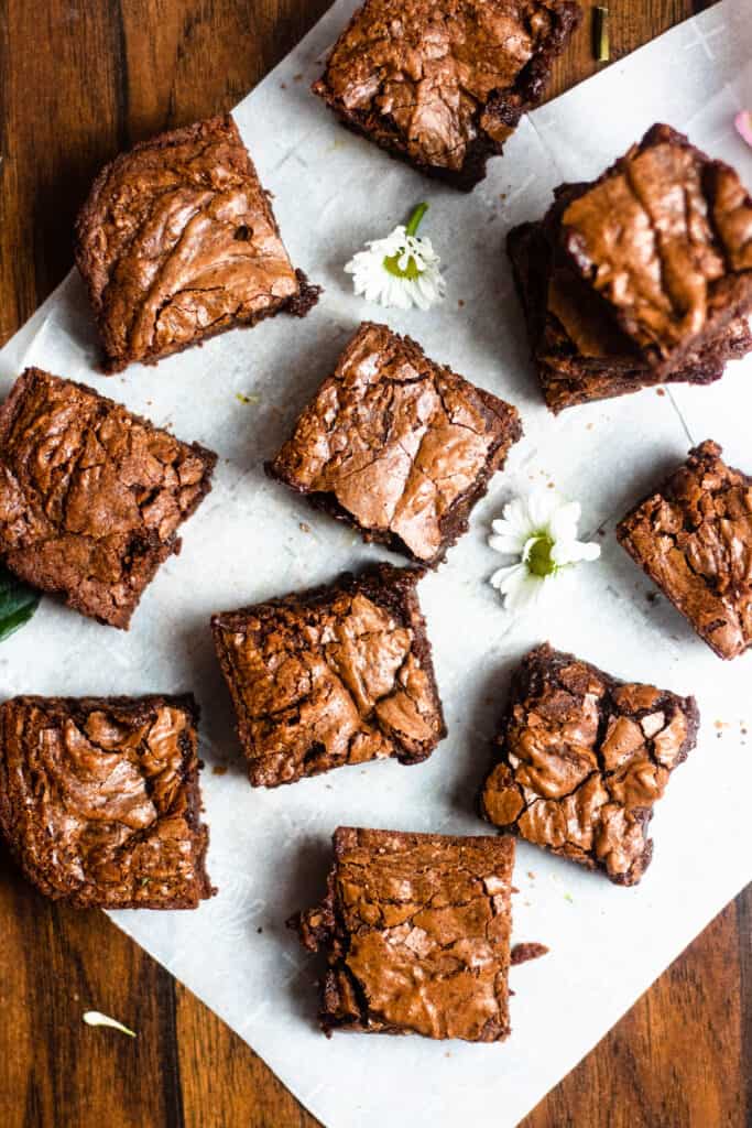 brownies on parchment paper 