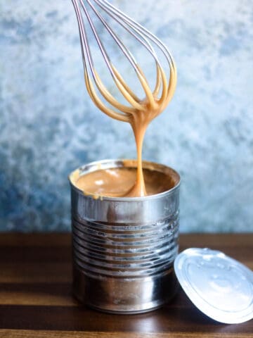 Dulce de leche with whisk