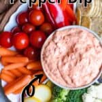 Roasted Red Pepper Dip Pinterest Image top outlined title