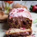 Mother's Day Strawberry Bread Pinterest Image top black banner