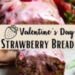 Valentine's Day Strawberry Bread Pinterest Image middle design banner