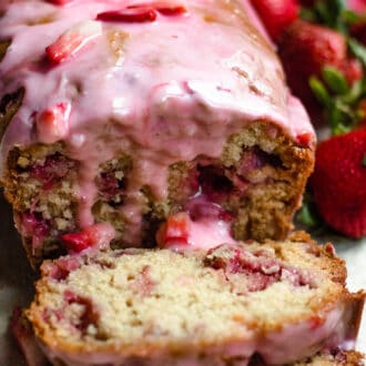 Close up of strawberry bread