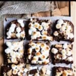 S'mores Brownies Recipe Pinterest Image top black banner