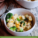 Back To School Cheesy Chicken and Rice Pinterest Image bottom green banner