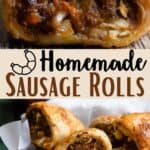 Homemade Sausage Rolls Pinterest Image middle design banner
