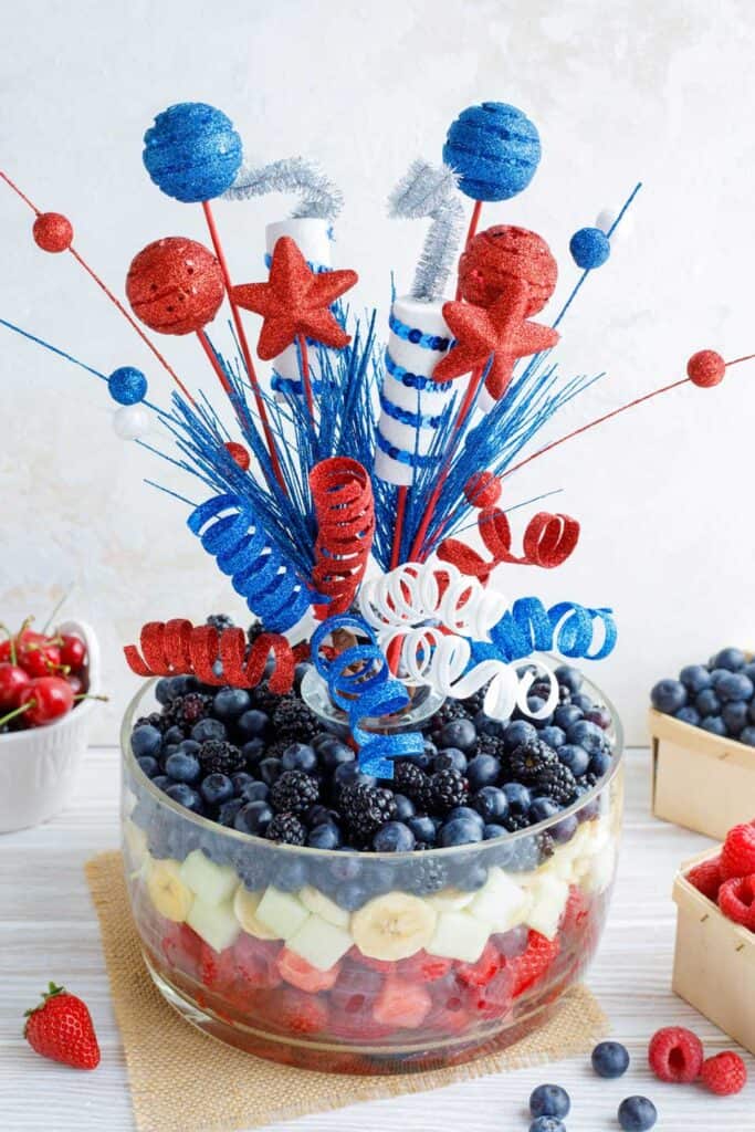 Red white and blue of fruit salad 