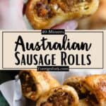 Australian Sausage Rolls Recipe Pinterest Image middle design banner
