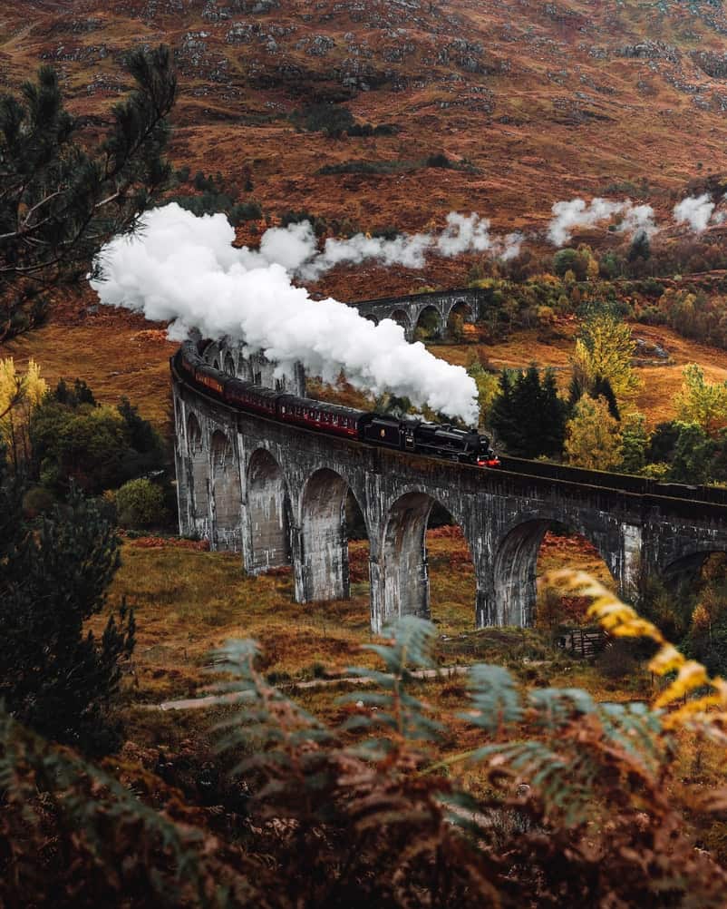A train running through Scotland, UK