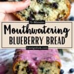 Mouthwatering Blueberry Bread Pinterest Image middle design banner