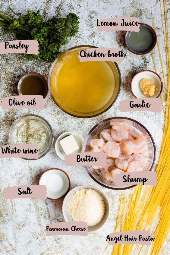 Recipe ingredients with labels 