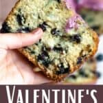 Valentine's Day Blueberry Bread Pinterest Image bottom design banner