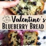 Valentine's Day Blueberry Bread Pinterest Image middle design banner