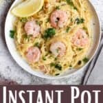 11 Minute Instant Pot Shrimp Scampi Pinterest Image bottom design banner