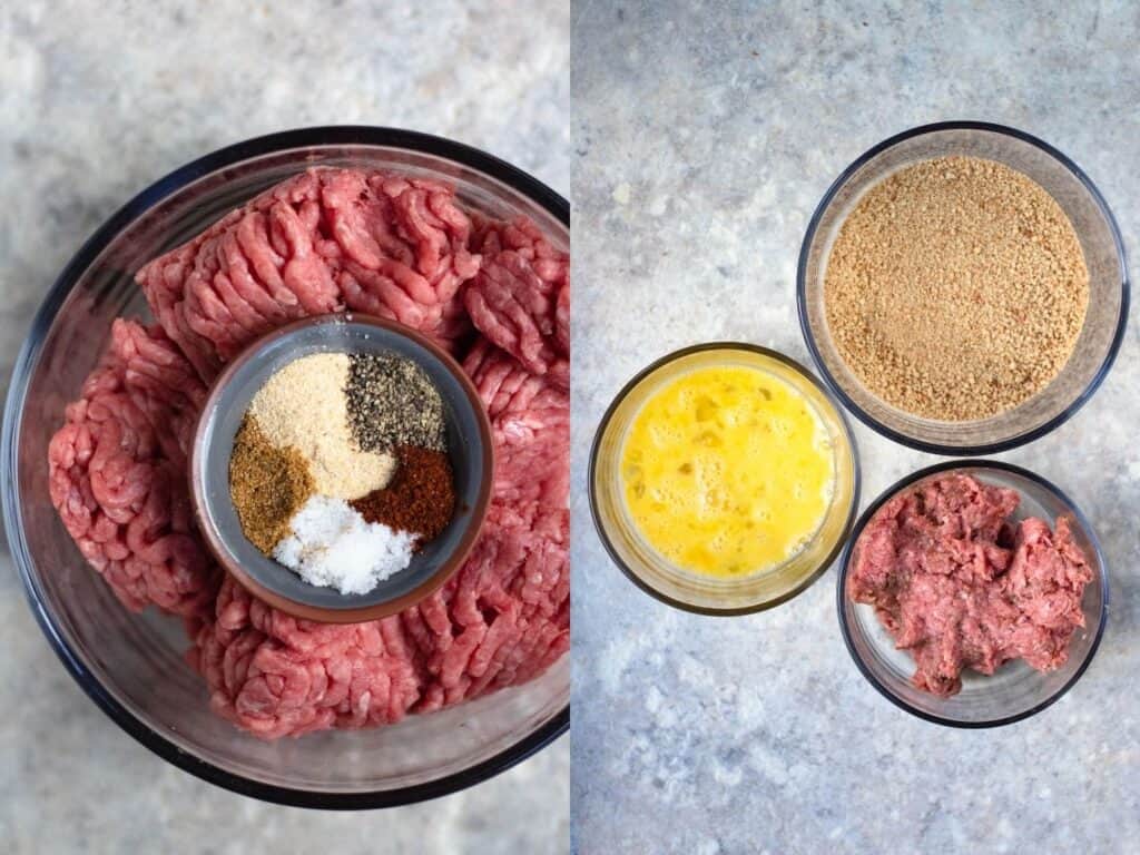 Collage showing how to make beef patties
