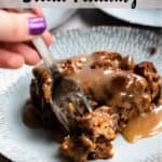 Valentine's Day Bread Pudding Pinterest Image top striped banner