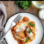 Delicious Easy Stuffed Shells Pinterest Image top black banner