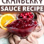 Thanksgiving Instant Pot Cranberry Sauce Recipe pinterest image top design banner