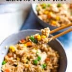 Homemade Chicken Fried Rice Pinterest Image top striped banner