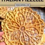 Traditional Italian Pizzelle Pinterest Image top brown banner