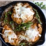 Instant Pot French Onion Chicken Pinterest Image Top Striped Banner