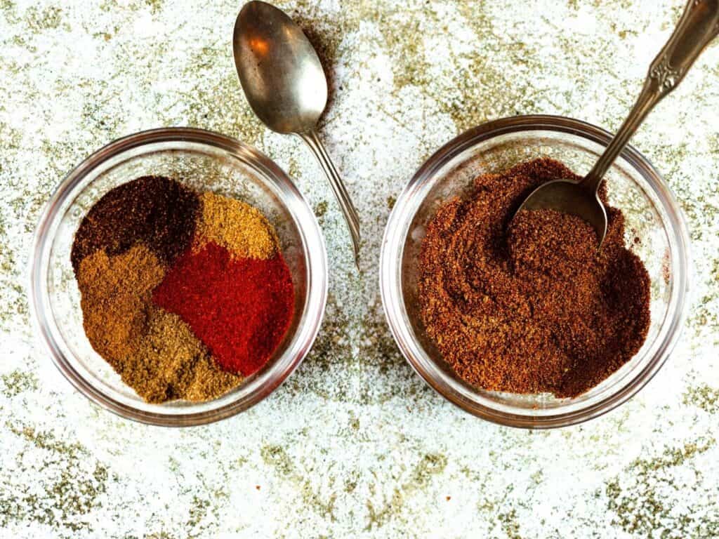 Collage of making spice mix