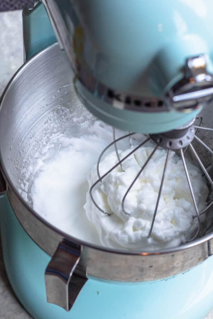 whipped meringue in a kitchenaid