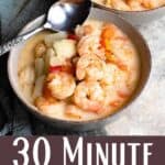 Homemade Shrimp Soup Recipe Pinterest Image bottom design banner