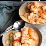 Homemade Shrimp Soup Recipe Pinterest Image top black banner