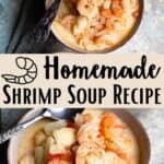 Homemade Shrimp Soup Recipe Pinterest Image middle design banner
