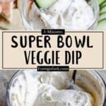 Super Bowl Vegetable Dip Recipe Pinterest Image middle design banner