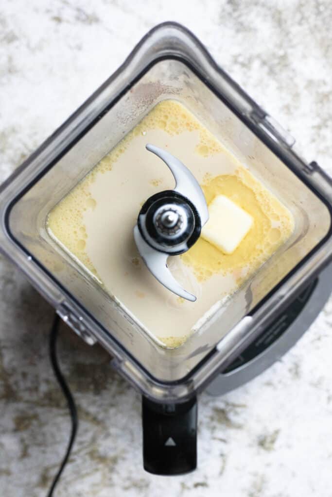 Butter tea ingredients in a blender