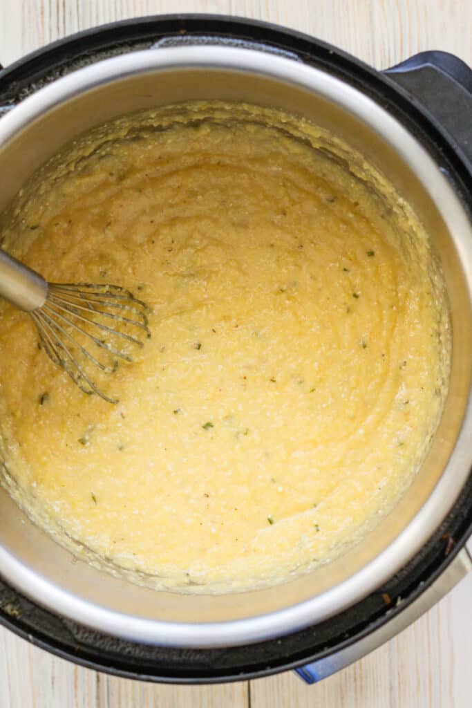 A mix of polenta with cheddar cheese and herbs
