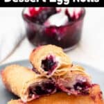 Blueberry Cheesecake Dessert Egg Rolls Pinterest Image top black banner